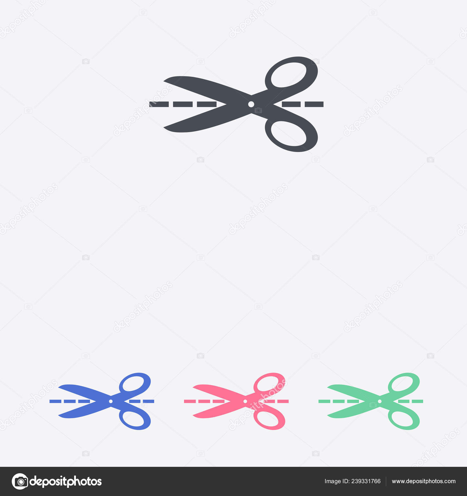 Scissors Cut Lines Icon Badge Place Cutting Stock Vector by ©arhimicrostok  239331766